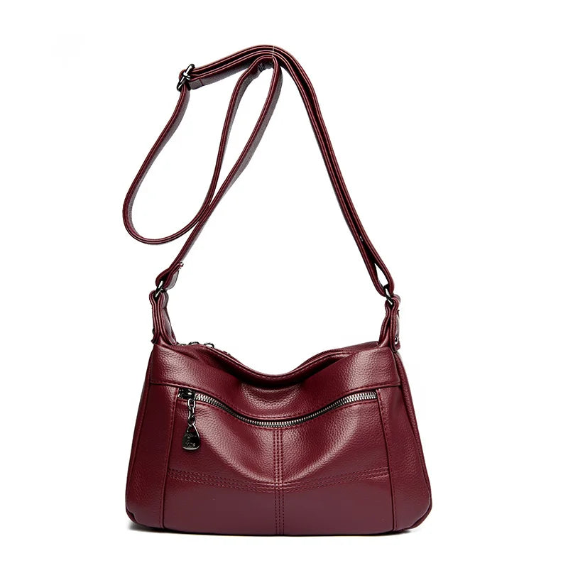 Fashion Soft Genuine Leather Shoulder Bag for Women Multi-Compartment 2023 Female Luxury Cow Leather Handbag Small Crossbody Bag