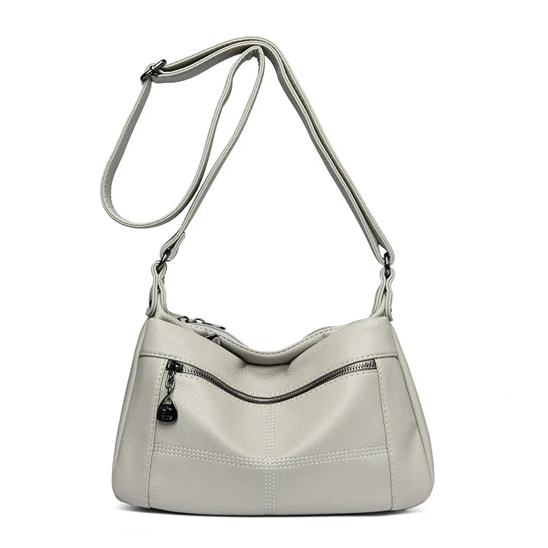 Fashion Soft Genuine Leather Shoulder Bag for Women Multi-Compartment 2023 Female Luxury Cow Leather Handbag Small Crossbody Bag