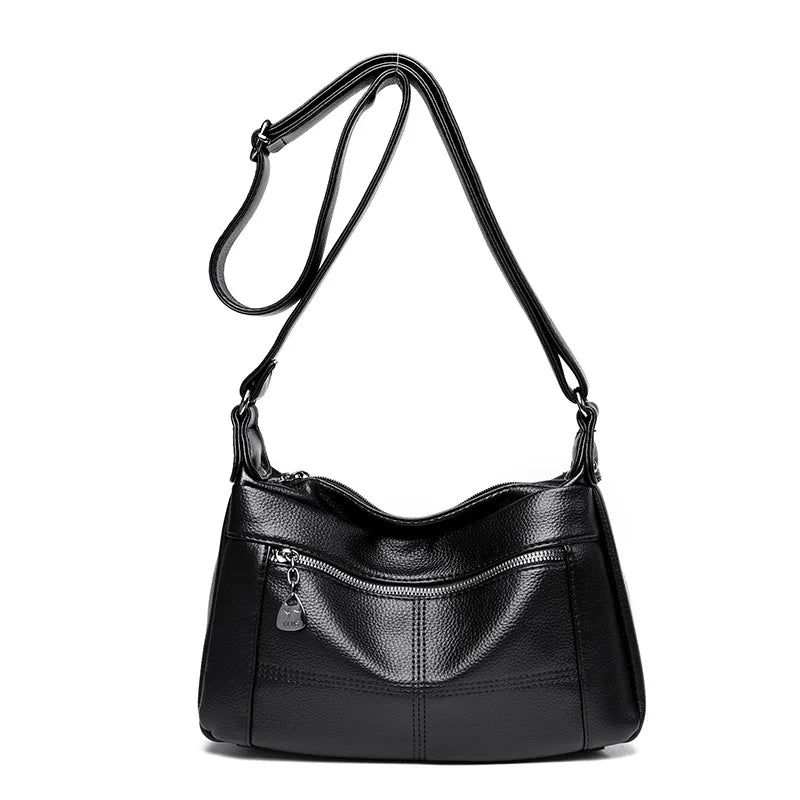 Fashion Soft Genuine Leather Shoulder Bag for Women Multi-Compartment 2023 Female Luxury Cow Leather Handbag Small Crossbody Bag