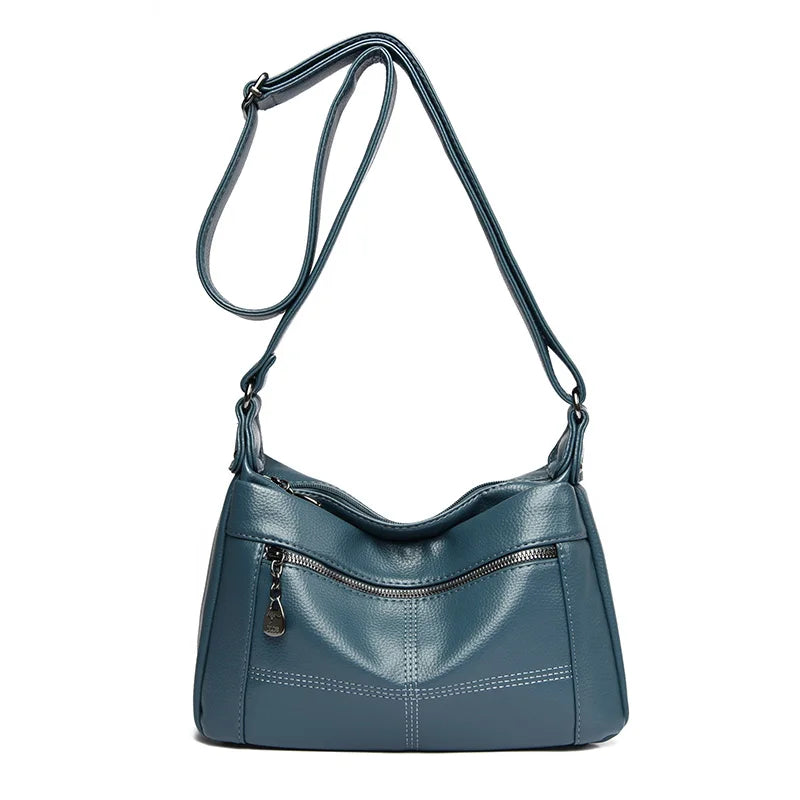 Fashion Soft Genuine Leather Shoulder Bag for Women Multi-Compartment 2023 Female Luxury Cow Leather Handbag Small Crossbody Bag