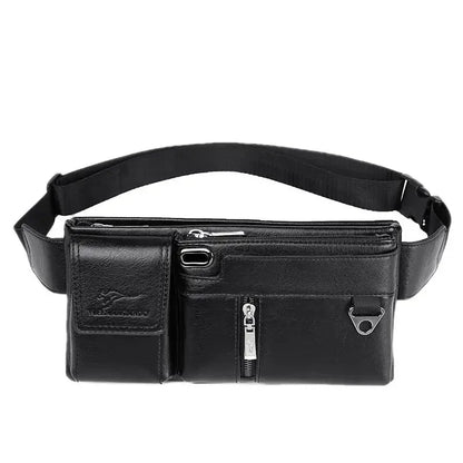 Fashion Soft Leather Men's Chest Multifunction Crossbody Sports Pack Travel Shoulder Male Phone Waist Bag