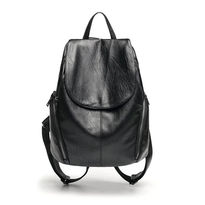 Fashion Soft Leather Women's Casual Travel Backpack Large Capacity Student School Bag For Ladies