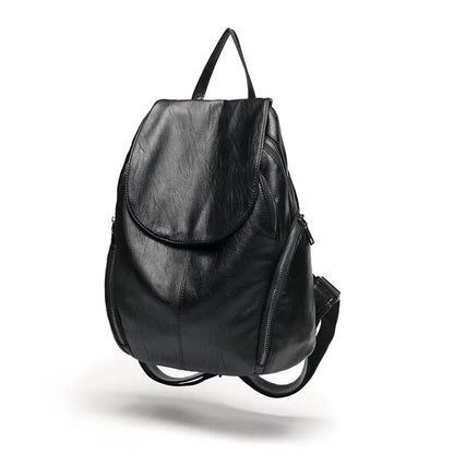 Fashion Soft Leather Women's Casual Travel Backpack Large Capacity Student School Bag For Ladies