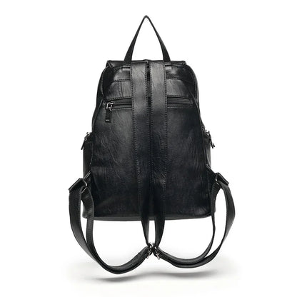 Fashion Soft Leather Women's Casual Travel Backpack Large Capacity Student School Bag For Ladies