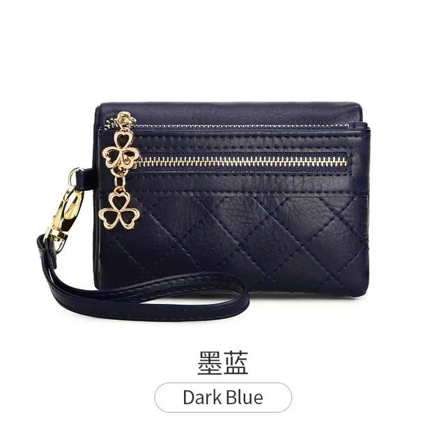 Fashion Soft Leather Women's Fold Short Female Coin Purse Multifunction Card Holder Large Capacity Ladies Money Wallet