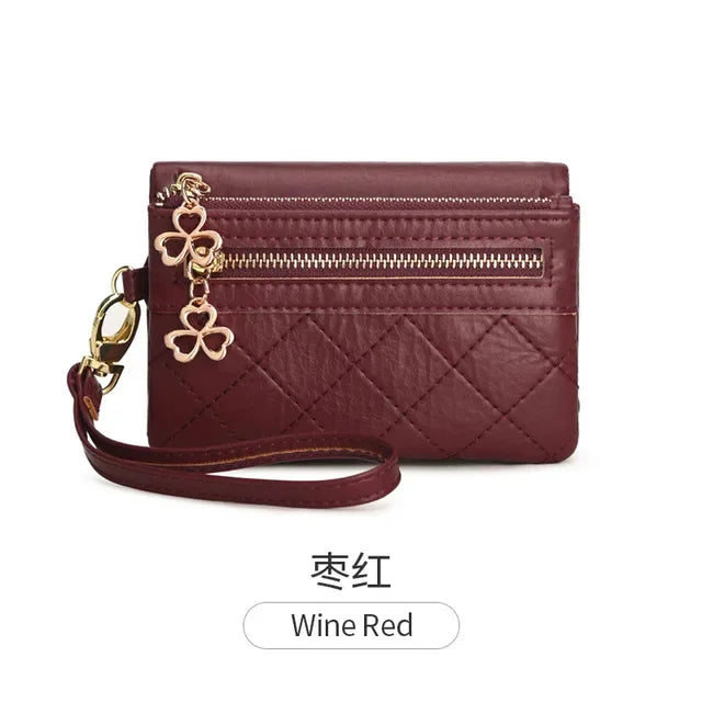 Fashion Soft Leather Women's Fold Short Female Coin Purse Multifunction Card Holder Large Capacity Ladies Money Wallet