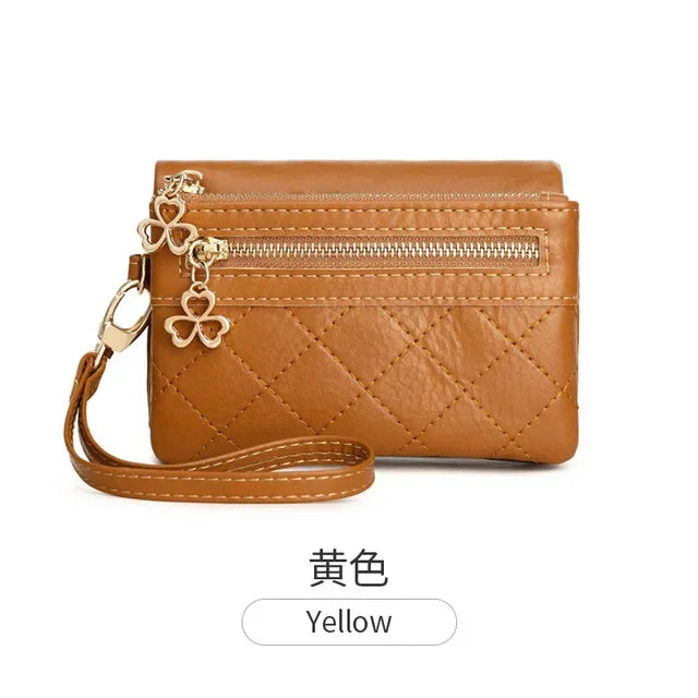 Fashion Soft Leather Women's Fold Short Female Coin Purse Multifunction Card Holder Large Capacity Ladies Money Wallet