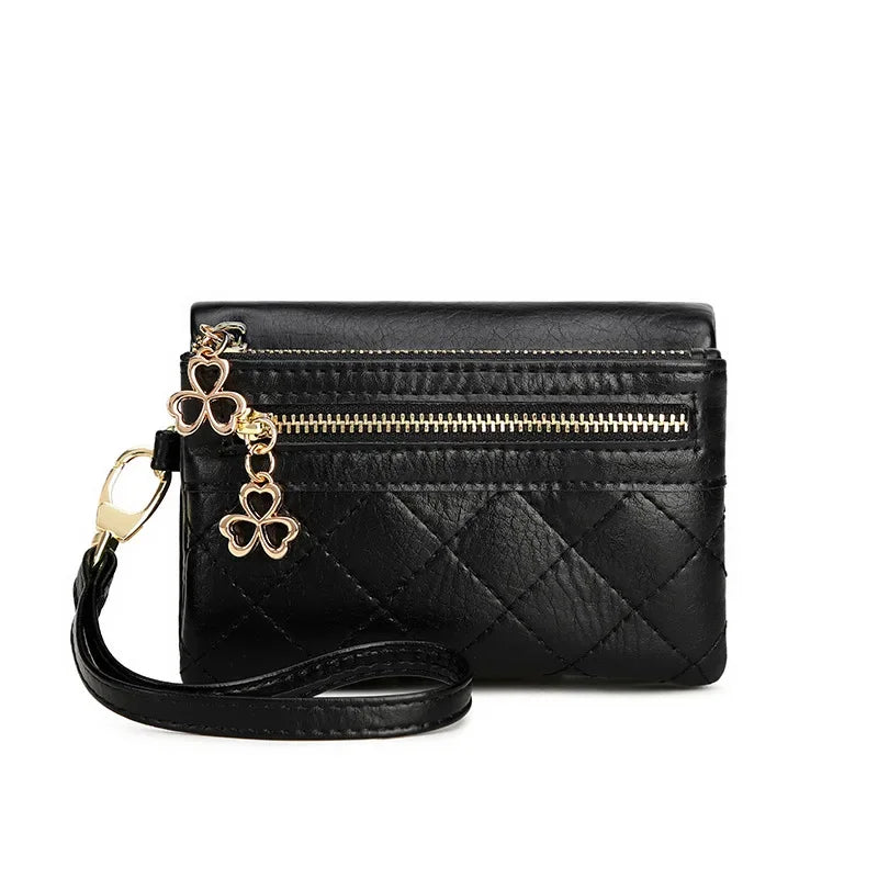 Fashion Soft Leather Women's Fold Short Female Coin Purse Multifunction Card Holder Large Capacity Ladies Money Wallet