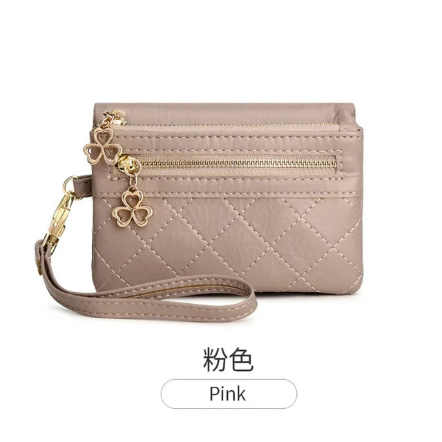 Fashion Soft Leather Women's Fold Short Female Coin Purse Multifunction Card Holder Large Capacity Ladies Money Wallet