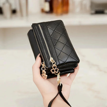 Fashion Soft Leather Women's Fold Short Female Coin Purse Multifunction Card Holder Large Capacity Ladies Money Wallet