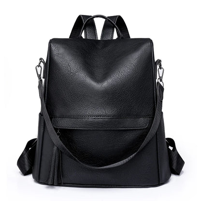 Fashion Solid Color Anti Theft Women Backpack High Quality Leather Travel Backpacks for School Teenagers Girls 2024 Sac A Dos