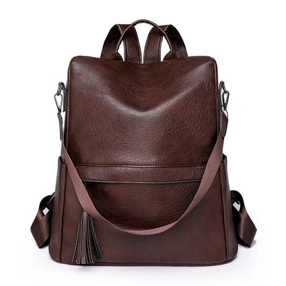 Fashion Solid Color Anti Theft Women Backpack High Quality Leather Travel Backpacks for School Teenagers Girls 2024 Sac A Dos