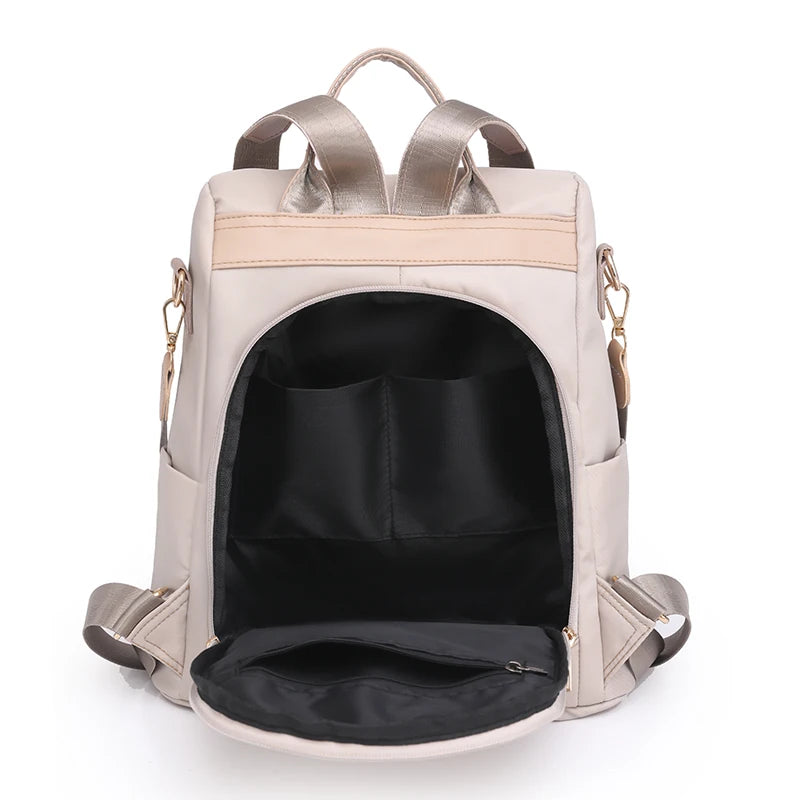Fashion Solid Color Backpack Women Designer Rivet High Quality Nylon Backpack Female Diamond Pattern Trend School Bags for Girls
