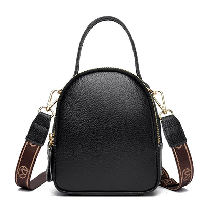 Fashion Solid Color Cow Leather Women's Bag 100% Real Cowhide Ladies Shoulder Messenger Bag 3 Layer Handbag And Purses Phone Bag