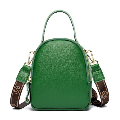 Fashion Solid Color Cow Leather Women's Bag 100% Real Cowhide Ladies Shoulder Messenger Bag 3 Layer Handbag And Purses Phone Bag