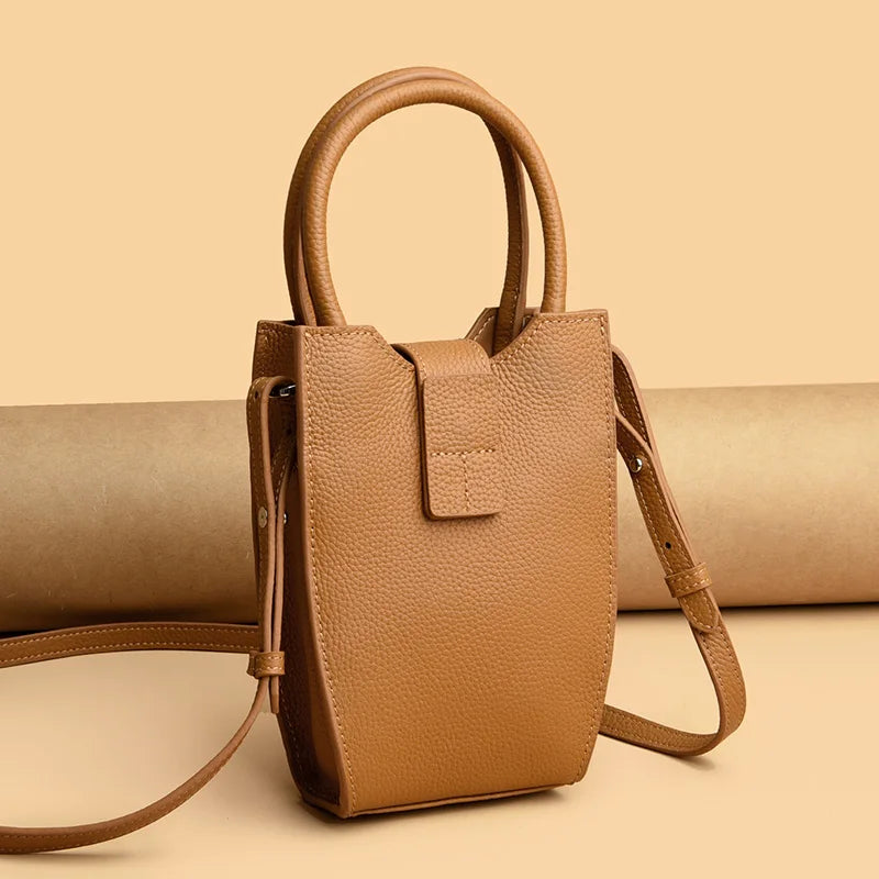Fashion Solid Color Genuine Leather Leather Shoulder Crossbody Bags For Women 2023 Ladies Handbag Soft Female Messenger Tote Sac