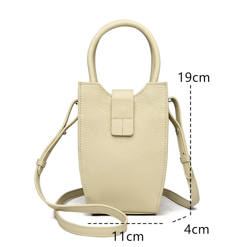 Fashion Solid Color Genuine Leather Leather Shoulder Crossbody Bags For Women 2023 Ladies Handbag Soft Female Messenger Tote Sac
