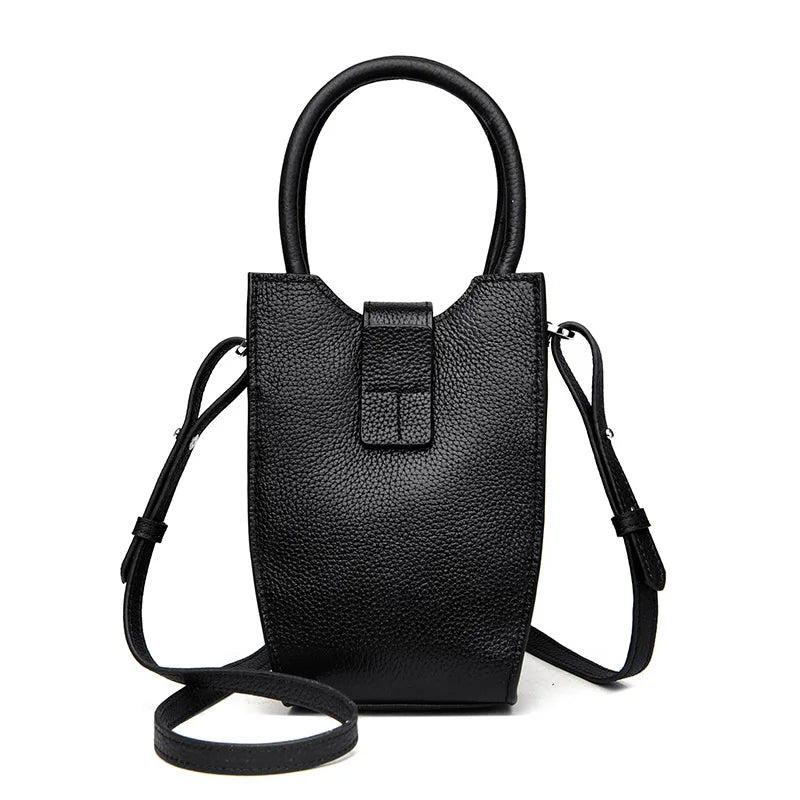 Fashion Solid Color Genuine Leather Leather Shoulder Crossbody Bags For Women 2023 Ladies Handbag Soft Female Messenger Tote Sac