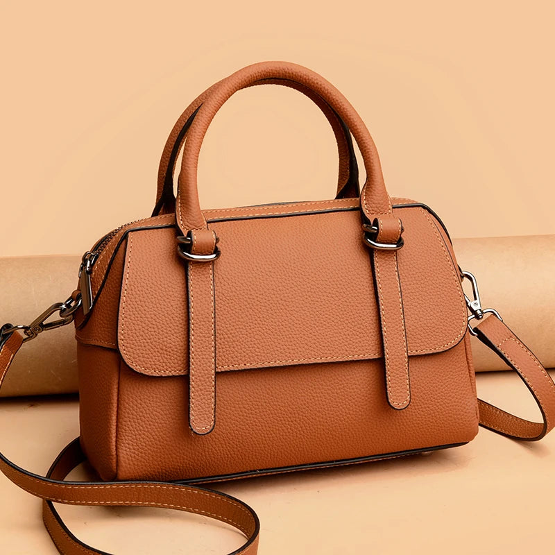 Fashion Solid Color Genuine Leather Shoulder Crossbody Bag for Women High QualityCow Leather Handbag Luxury Female Messenger Bag