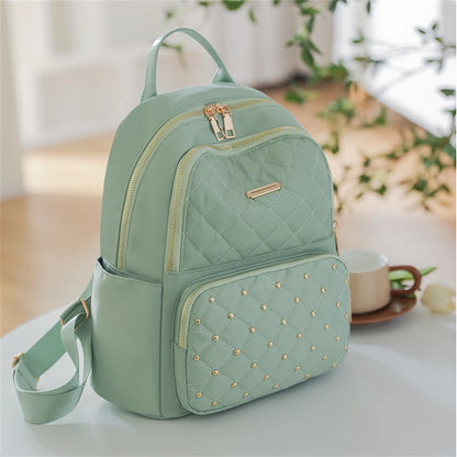 Fashion Solid Color Women Backpacks Rivet Waterproof School Backpacks for Teenagers Girls Female Nylon Travel Bookbag Mochila