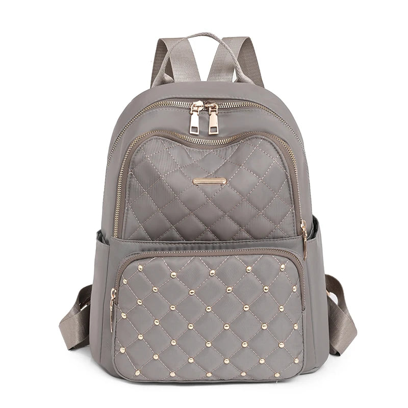 Fashion Solid Color Women Backpacks Rivet Waterproof School Backpacks for Teenagers Girls Female Nylon Travel Bookbag Mochila