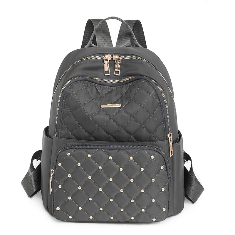 Fashion Solid Color Women Backpacks Rivet Waterproof School Backpacks for Teenagers Girls Female Nylon Travel Bookbag Mochila
