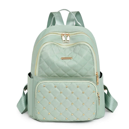 Fashion Solid Color Women Backpacks Rivet Waterproof School Backpacks for Teenagers Girls Female Nylon Travel Bookbag Mochila