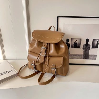Fashion Solid Design Large Capacity Backpacks for School Teenagers Girls High-quality Leather Waterproof Backpack Travel Bagpack