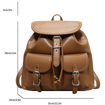 Fashion Solid Design Large Capacity Backpacks for School Teenagers Girls High-quality Leather Waterproof Backpack Travel Bagpack