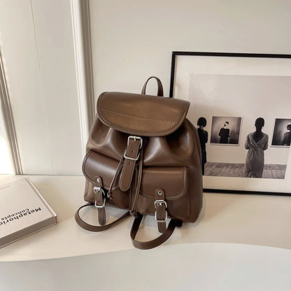 Fashion Solid Design Large Capacity Backpacks for School Teenagers Girls High-quality Leather Waterproof Backpack Travel Bagpack