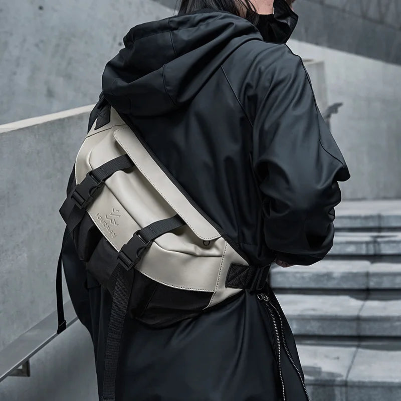 Fashion Splicing Design Men's Crossbody Bag Multilayer Large Capacity Utility Oxford Waterproof Sport Durable Ripstop Teens Bags