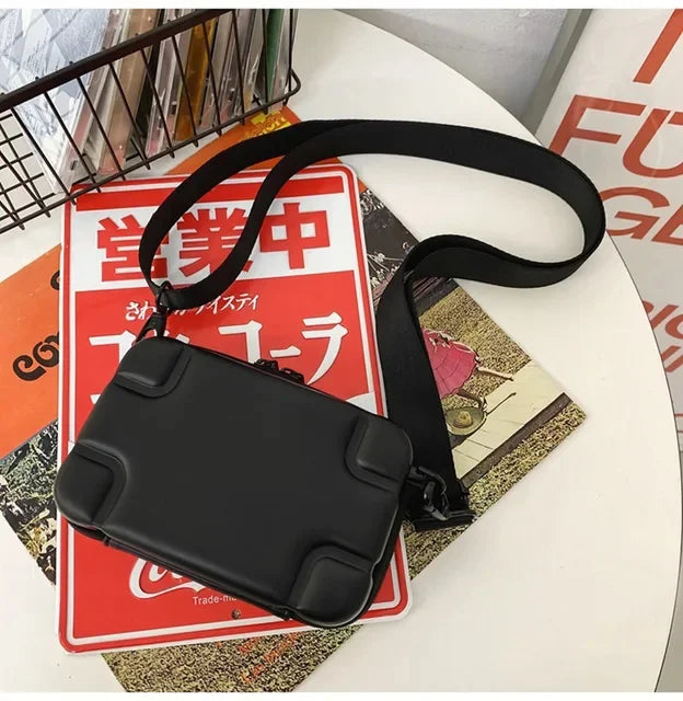 Fashion Street Men's Shoulder Messenger Small Women Square Box Travel Male Crossbody Phone Bags Casual Handbag