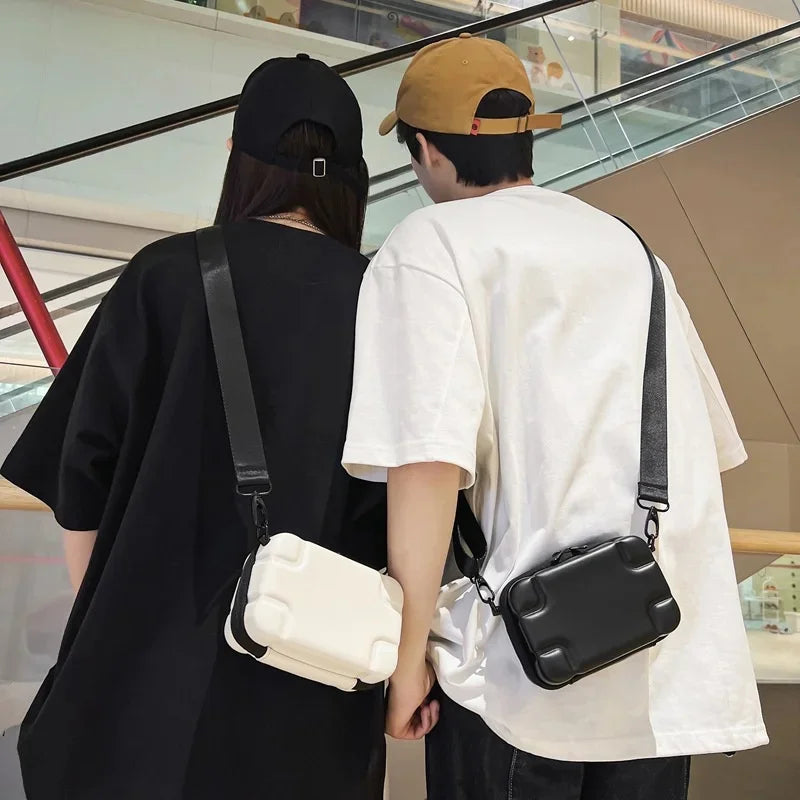 Fashion Street Men's Shoulder Messenger Small Women Square Box Travel Male Crossbody Phone Bags Casual Handbag