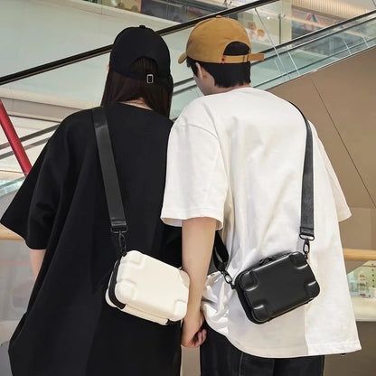 Fashion Street Men's Shoulder Messenger Small Women Square Box Travel Male Crossbody Phone Bags Casual Handbag