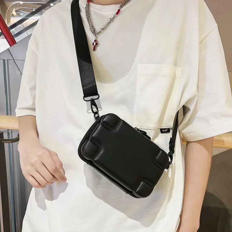 Fashion Street Men's Shoulder Messenger Small Women Square Box Travel Male Crossbody Phone Bags Casual Handbag