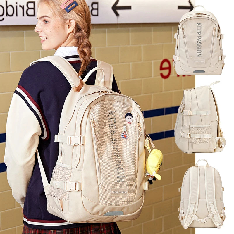 Fashion Student Schoolbag Large Capacity Unisex Travel Portable Backpack High Quality Personality Lightweight Bag Korean Style
