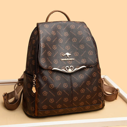 Fashion Student Schoolbag Travelling Bag High Quality PU Leather Classic Flower Backpack Bags Foreign Trade Bag Women Backpack