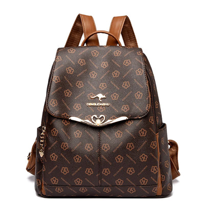 Fashion Student Schoolbag Travelling Bag High Quality PU Leather Classic Flower Backpack Bags Foreign Trade Bag Women Backpack