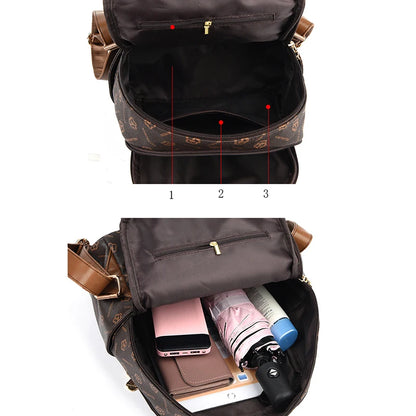 Fashion Student Schoolbag Travelling Bag High Quality PU Leather Classic Flower Backpack Bags Foreign Trade Bag Women Backpack
