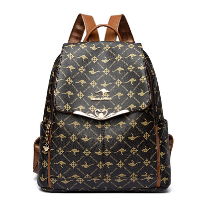 Fashion Student Schoolbag Travelling Bag High Quality PU Leather Classic Flower Backpack Bags Foreign Trade Bag Women Backpack