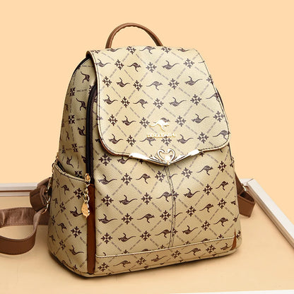 Fashion Student Schoolbag Travelling Bag High Quality PU Leather Classic Flower Backpack Bags Foreign Trade Bag Women Backpack