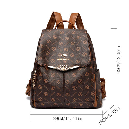 Fashion Student Schoolbag Travelling Bag High Quality PU Leather Classic Flower Backpack Bags Foreign Trade Bag Women Backpack