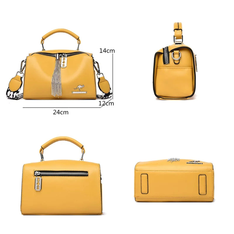 Fashion Tassel PU Leather Women Handbag Designer Women Shoulder Bag High Quality Ladies Crossbody Bag Luxury Female Tote Bag