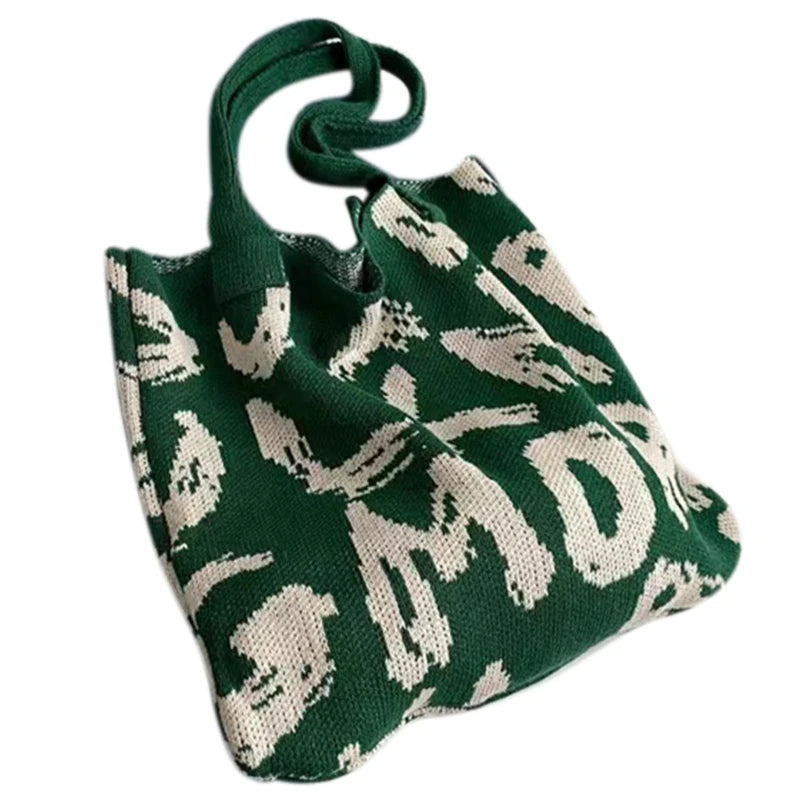 Fashion Tote Bag Large Capacity Knitted Pouch Shoulder Bag Women Handbag Portable Shopping Bag for Traveling, Shopping, Beach