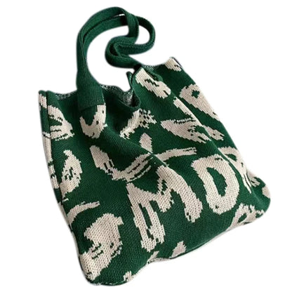 Fashion Tote Bag Large Capacity Knitted Pouch Shoulder Bag Women Handbag Portable Shopping Bag for Traveling, Shopping, Beach