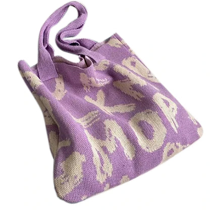 Fashion Tote Bag Large Capacity Knitted Pouch Shoulder Bag Women Handbag Portable Shopping Bag for Traveling, Shopping, Beach