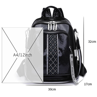 Fashion Trend Diamond Inlaid Women's Backpack High Quality Soft Leather Female Single Shoulder Bag Large Capacity Girl Bookpack