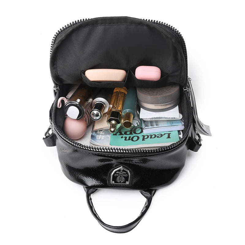 Fashion Trend Diamond Inlaid Women's Backpack High Quality Soft Leather Female Single Shoulder Bag Large Capacity Girl Bookpack