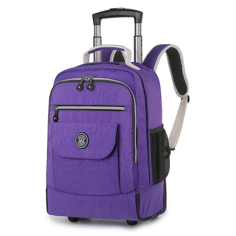 Fashion Trolley Luggage Backpack With Wheels Travel Large Capacity Trolley Bags Rolling Bag Business Laptop Schoolbag