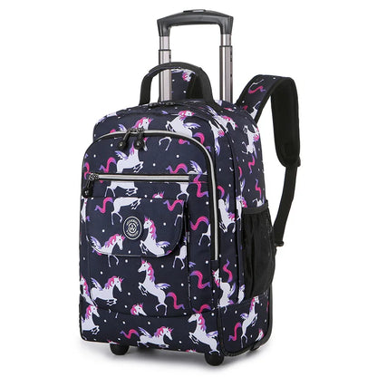 Fashion Trolley Luggage Backpack With Wheels Travel Large Capacity Trolley Bags Rolling Bag Business Laptop Schoolbag